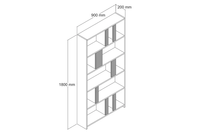 Kirjahylly Tibani 90x20 cm 5 hyllyä - Valkoinen/Keltainen - Säilytys - Hylly - Kirjahylly