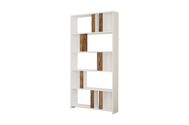 Kirjahylly Tibani 90x20 cm 5 hyllyä - Valkoinen/Tummanruskea - Säilytys - Hylly - Kirjahylly