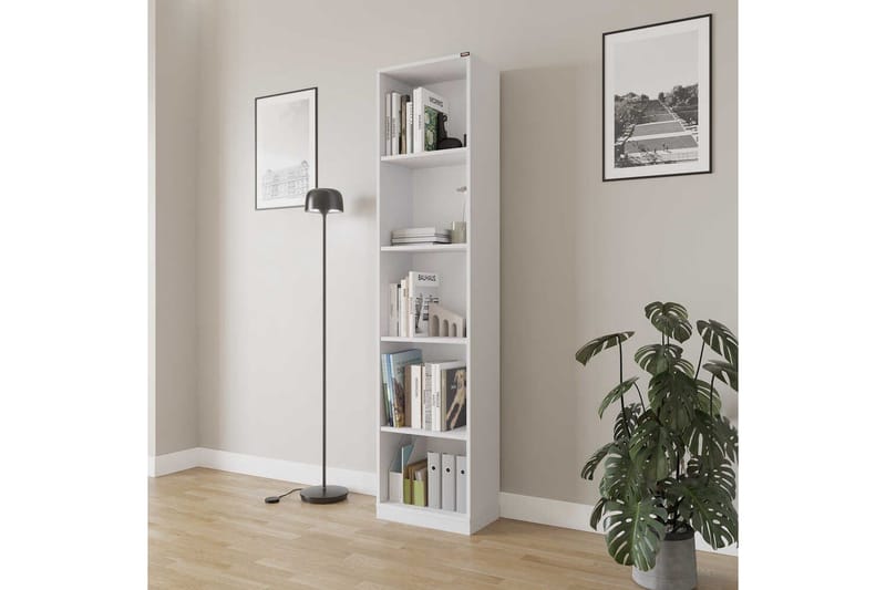 Kirjahylly Ticoman Valkoinen - Valkoinen - Säilytys - Hylly - Kirjahylly