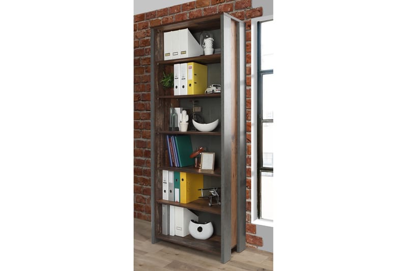 Kirjahylly Trevorton 42x87 cm - Ruskea/Harmaa - Säilytys - Hylly - Kirjahylly