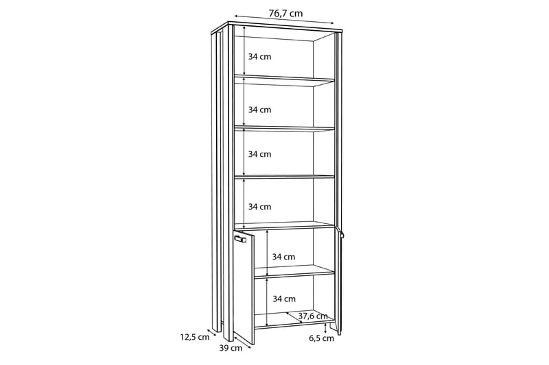 Kirjahylly Trevorton 87x220 cm - Ruskea/Harmaa - Säilytys - Hylly - Kirjahylly
