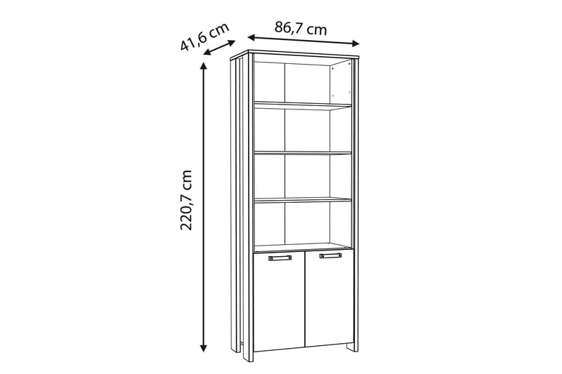 Kirjahylly Trevorton 87x220 cm - Ruskea/Harmaa - Säilytys - Hylly - Kirjahylly