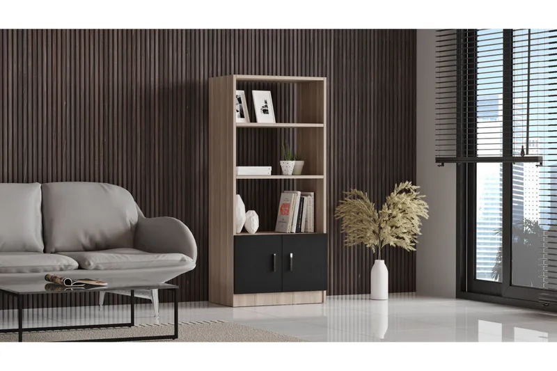 Kirjahylly Tully 38x64 cm - Luonnonväri/Musta - Säilytys - Hylly - Kirjahylly