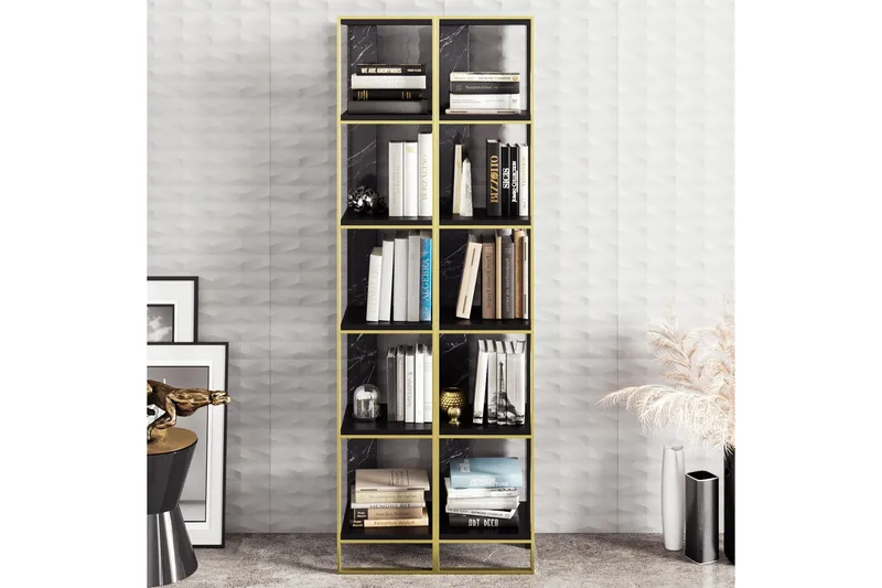 Kirjahylly Uchytil 64 cm - Kulta/Musta - Säilytys - Hylly - Kirjahylly