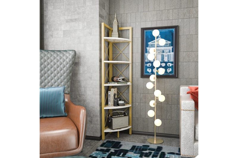 Kirjahylly Urgby 30,5x160 cm - Kulta - Säilytys - Hylly - Kulmahylly