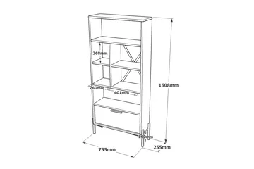 Kirjahylly Urgby 45x76 cm - Ruskea/Betoninharm/Antrasiitti - Säilytys - Hylly - Kirjahylly