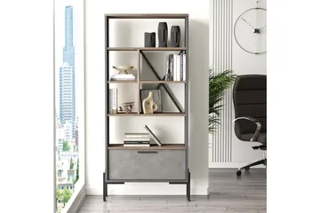 Kirjahylly Urgby 45x76 cm - Ruskea/Betoninharm/Antrasiitti - Säilytys - Hylly - Kirjahylly