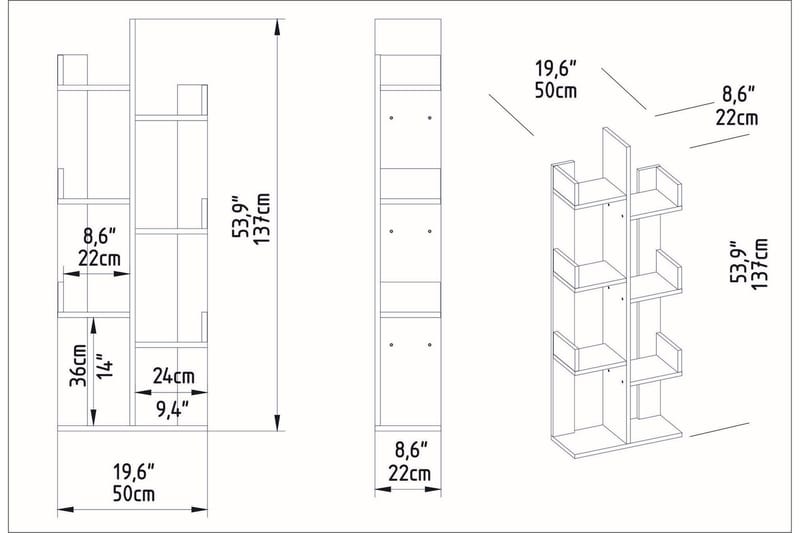 Kirjahylly Urgby 50x173 cm - Ruskea - Säilytys - Hylly - Kirjahylly