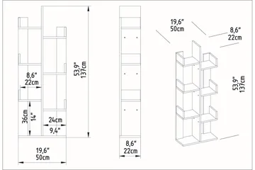 Kirjahylly Urgby 50x173 cm - Valkoinen - Säilytys - Hylly - Kirjahylly