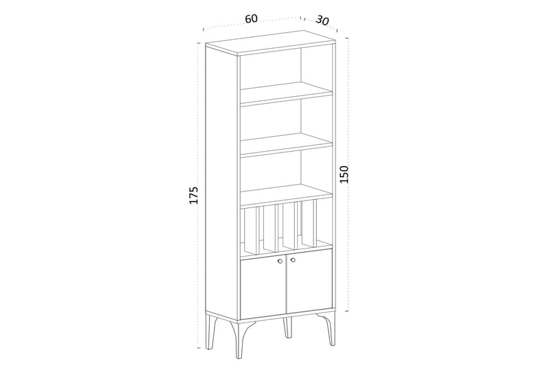 Kirjahylly Urgby 60x175 cm - Sininen - Kirjahylly - Hylly