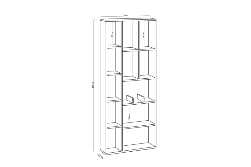 Kirjahylly Urgby 75x170 cm - Valkoinen - Säilytys - Hylly - Kirjahylly