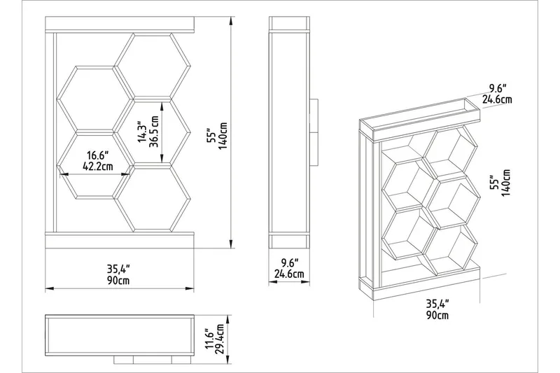 Kirjahylly Urgby 90x140 cm - Ruskea - Säilytys - Hylly - Kirjahylly
