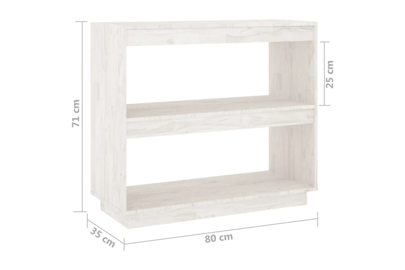 Kirjahylly valkoinen 80x35x71 cm täysi mänty - Valkoinen - Säilytys - Hylly - Kirjahylly