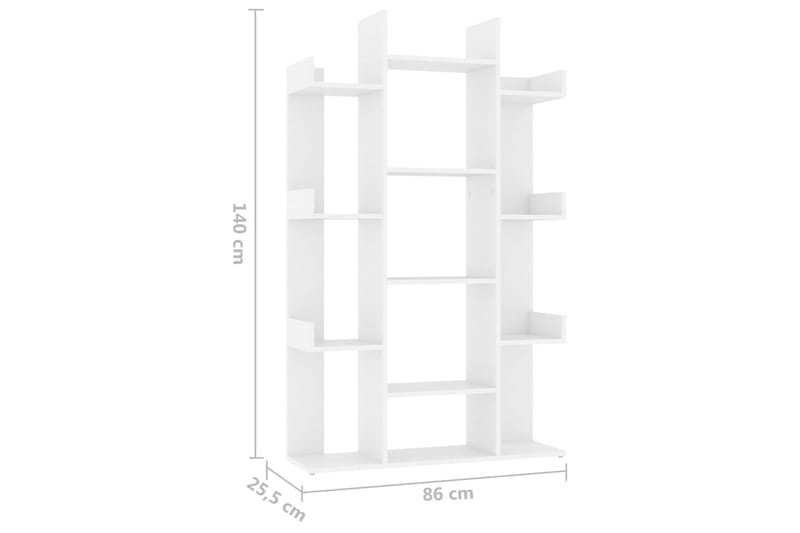 Kirjahylly valkoinen 86x25,5x140 cm lastulevy - Valkoinen - Säilytys - Hylly - Kirjahylly