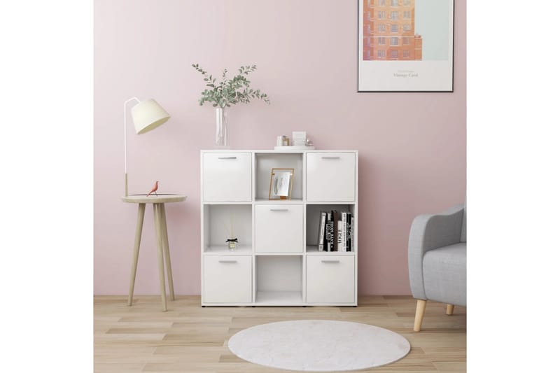 Kirjahylly valkoinen 90x30x90 cm lastulevy - Valkoinen - Säilytys - Hylly - Kirjahylly