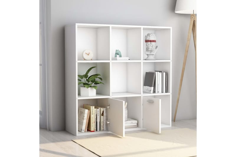 Kirjahylly valkoinen 98x30x98 cm lastulevy - Valkoinen - Säilytys - Hylly - Kirjahylly