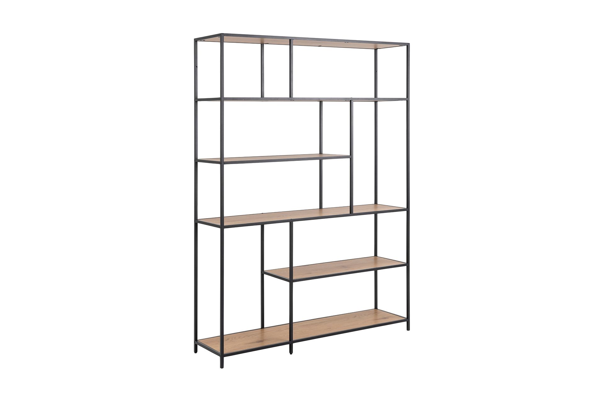 Kirjahylly Walmon 135x35 cm 4 hyllyä - Luonnonväri/Matta Musta - Säilytys - Hylly - Kirjahylly