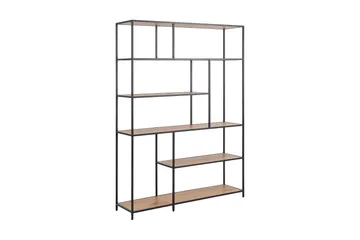 Kirjahylly Walmon 135x35 cm 4 hyllyä - Luonnonväri/Matta Musta - Säilytys - Hylly - Kirjahylly