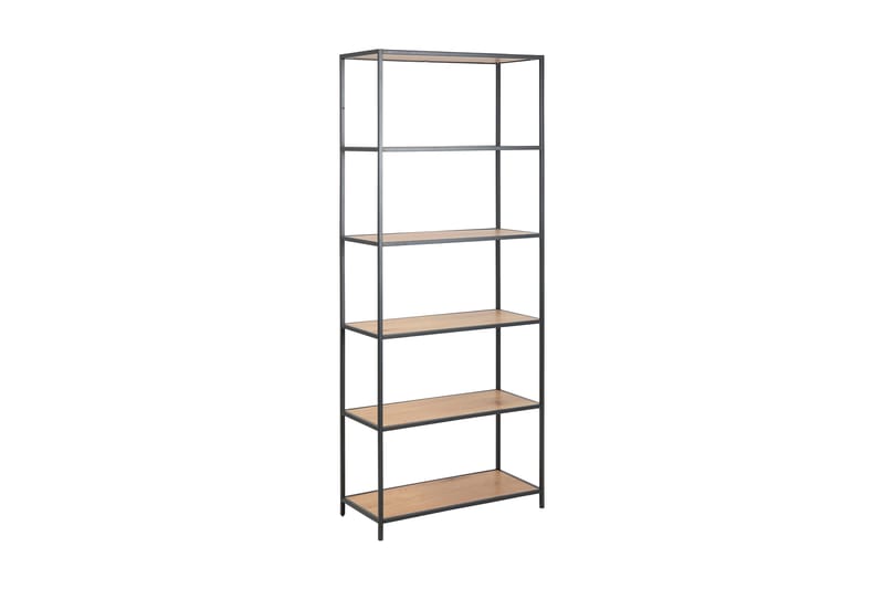 Kirjahylly Walmon 77x35 cm 5 hyllyä - Luonnonväri/Matta Musta - Säilytys - Hylly - Kirjahylly