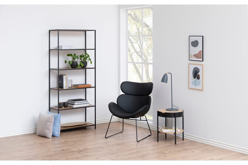 Kirjahylly Walmon 77x35 cm 5 hyllyä - Luonnonväri/Matta Musta - Säilytys - Hylly - Kirjahylly
