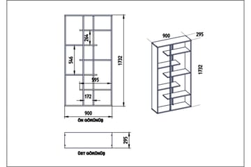 Kirjahylly Winnow 90 cm - Pähkinä/Musta - Säilytys - Hylly - Kirjahylly