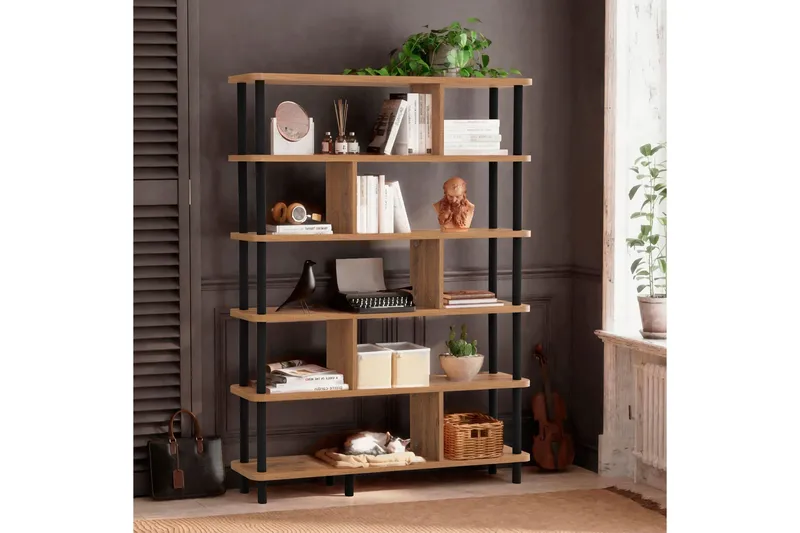 Kirjahylly Zakkum 120x168,5 cm - Musta - Säilytys - Hylly - Kirjahylly