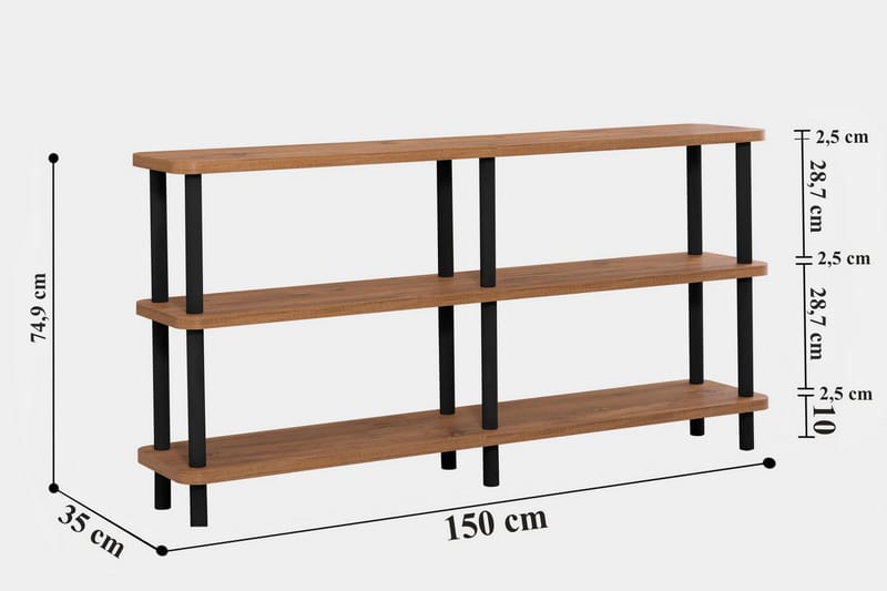 Kirjahylly Zakkum 150x74,9 cm - Musta - Säilytys - Hylly - Kirjahylly
