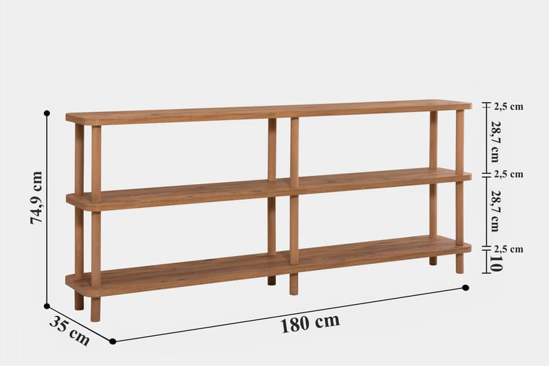 Kirjahylly Zakkum 180x74,9 cm - Mänty - Säilytys - Hylly - Kirjahylly
