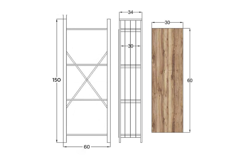 Kirjahylly Zakkum 60x150 cm - Musta - Säilytys - Hylly - Kirjahylly