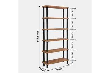 Kirjahylly Zakkum 80x168,5 cm - Musta - Säilytys - Hylly - Kirjahylly