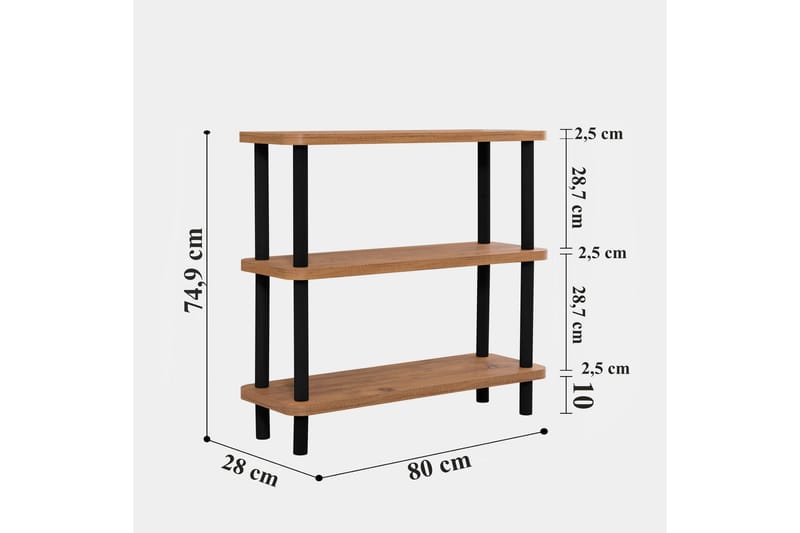 Kirjahylly Zakkum 80x75 cm - Musta - Säilytys - Hylly - Kirjahylly