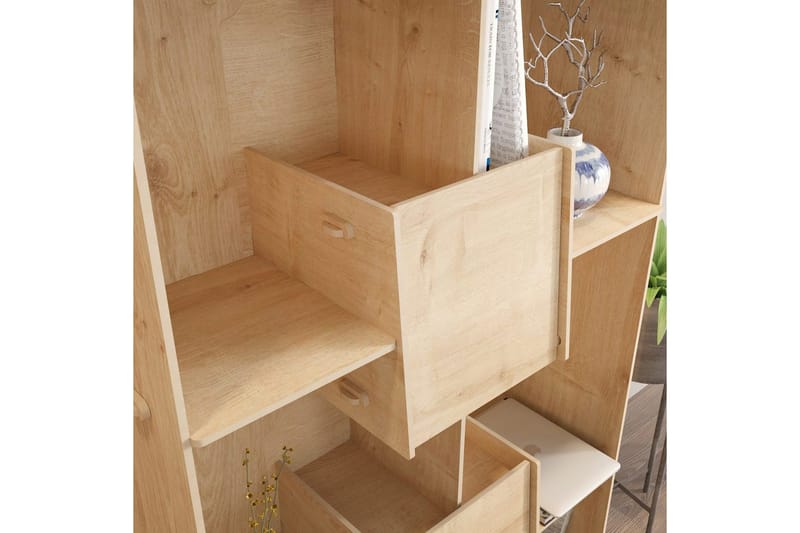 Kirjahylly Pana tammi - Keskisävyinen puu - Säilytys - Hylly - Kirjahylly