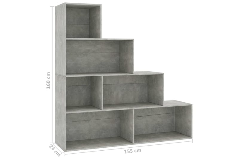Kirjahylly/tilanjakaja betoninharmaa 155x24x160 cm lastulevy - Harmaa - Säilytys - Hylly - Kirjahylly