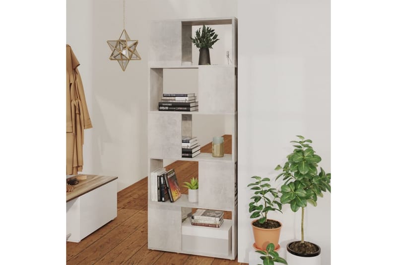 Kirjahylly/tilanjakaja betoninharmaa 60x24x155 cm - Harmaa - Säilytys - Hylly - Kirjahylly