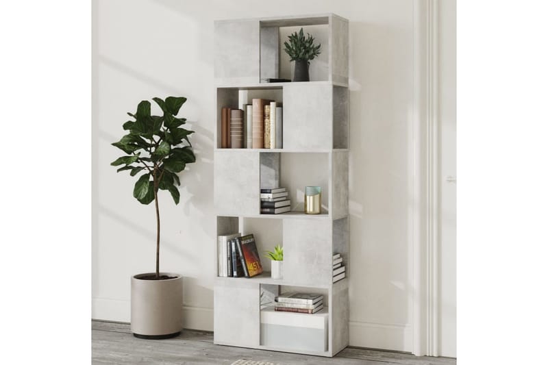Kirjahylly/tilanjakaja betoninharmaa 60x24x155 cm - Harmaa - Säilytys - Hylly - Kirjahylly