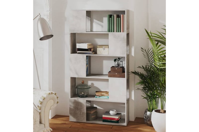Kirjahylly/tilanjakaja betoninharmaa 80x24x155 cm lastulevy - Harmaa - Säilytys - Hylly - Kirjahylly
