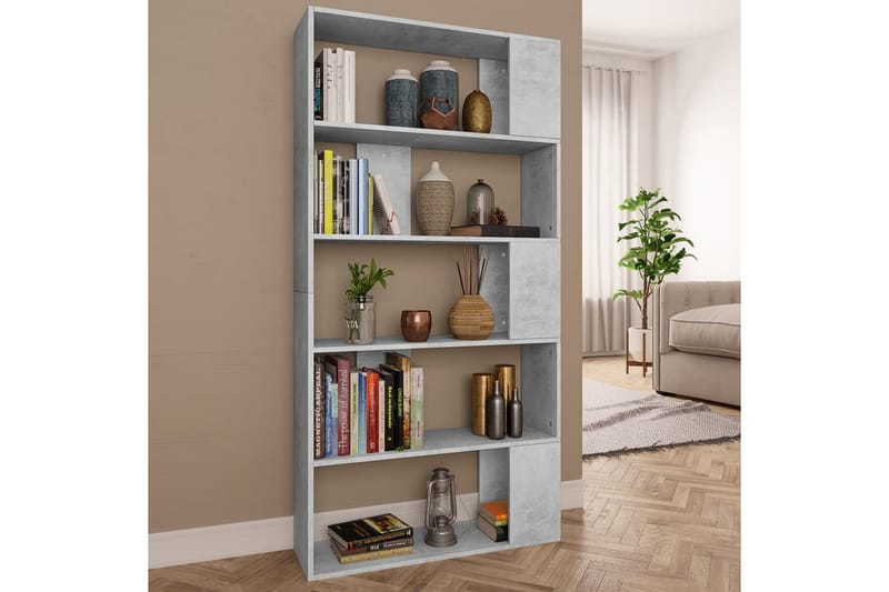 Kirjahylly/tilanjakaja betoninharmaa 80x24x159 cm lastulevy - Harmaa - Säilytys - Hylly - Kirjahylly