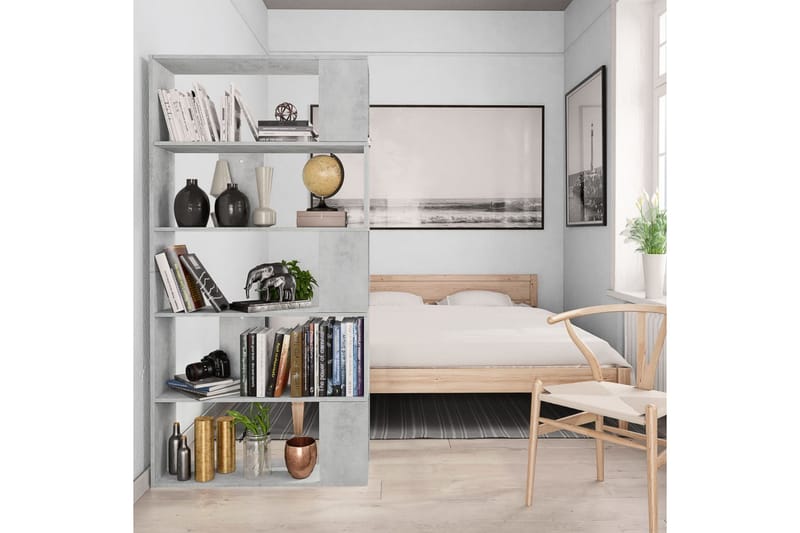 Kirjahylly/tilanjakaja betoninharmaa 80x24x159 cm lastulevy - Harmaa - Säilytys - Hylly - Kirjahylly