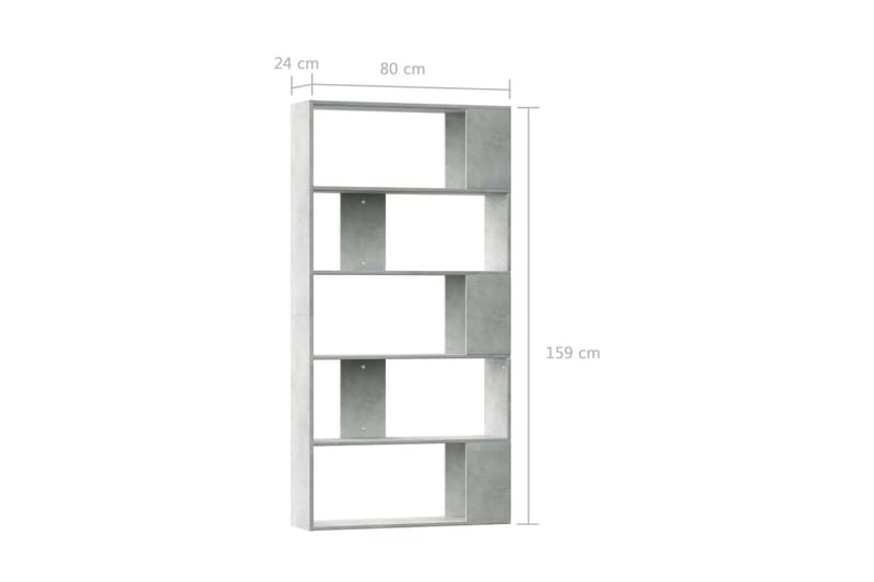 Kirjahylly/tilanjakaja betoninharmaa 80x24x159 cm lastulevy - Harmaa - Säilytys - Hylly - Kirjahylly