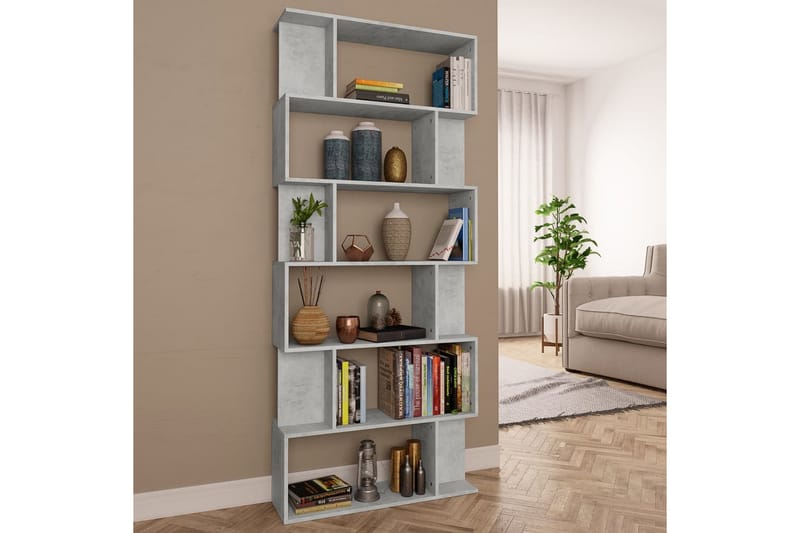 Kirjahylly/tilanjakaja betoninharmaa 80x24x192 cm lastulevy - Harmaa - Säilytys - Hylly - Kirjahylly
