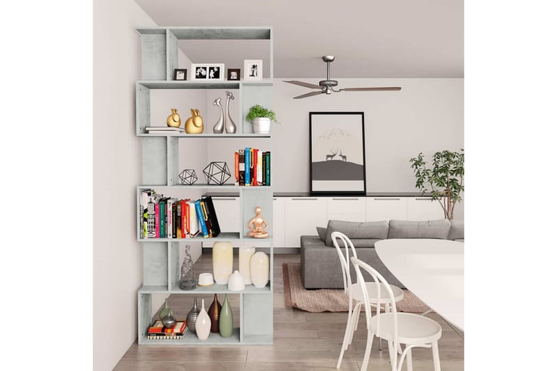 Kirjahylly/tilanjakaja betoninharmaa 80x24x192 cm lastulevy - Harmaa - Säilytys - Hylly - Kirjahylly