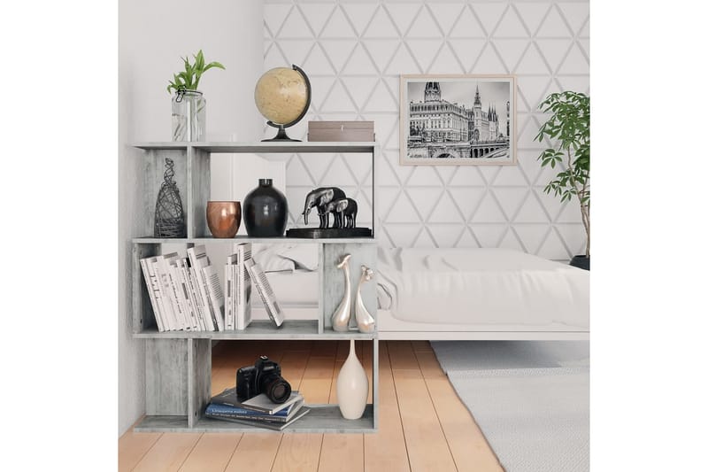 Kirjahylly/tilanjakaja betoninharmaa 80x24x96 cm lastulevy - Harmaa - Säilytys - Hylly - Kirjahylly