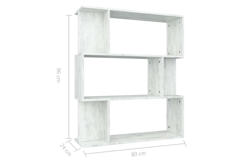 Kirjahylly/tilanjakaja betoninharmaa 80x24x96 cm lastulevy - Harmaa - Säilytys - Hylly - Kirjahylly