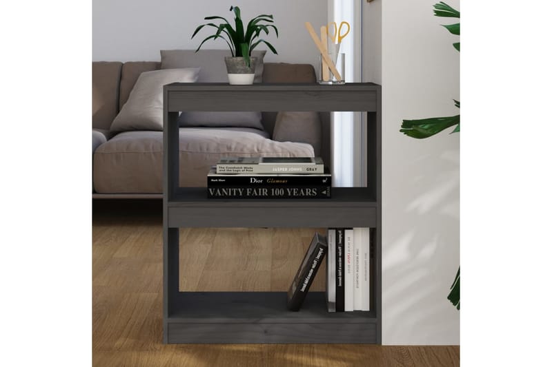 Kirjahylly/tilanjakaja harmaa 60x30x71,5 cm täysi mänty - Harmaa - Säilytys - Hylly - Kirjahylly
