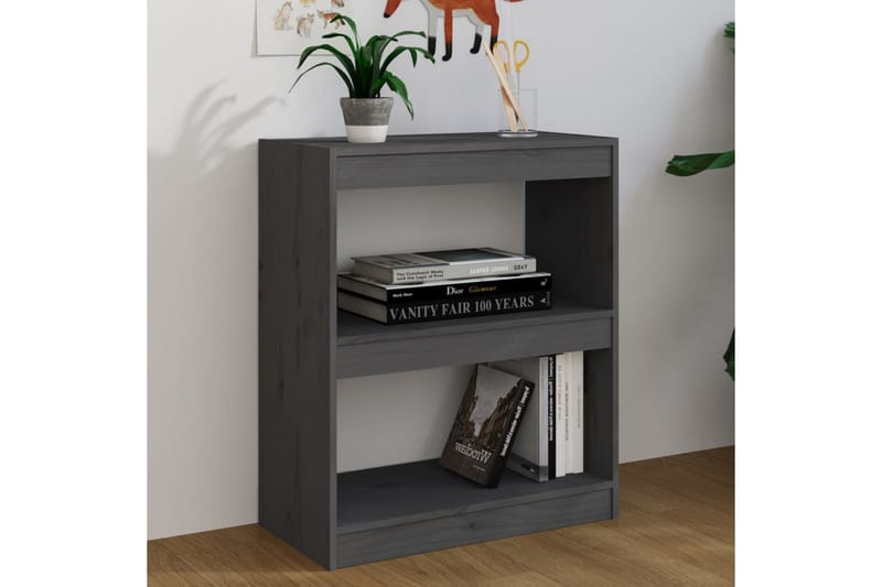 Kirjahylly/tilanjakaja harmaa 60x30x71,5 cm täysi mänty - Harmaa - Säilytys - Hylly - Kirjahylly