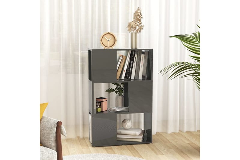 Kirjahylly/tilanjakaja korkeakiilto harmaa 60x24x94cm - Harmaa - Säilytys - Hylly - Kirjahylly