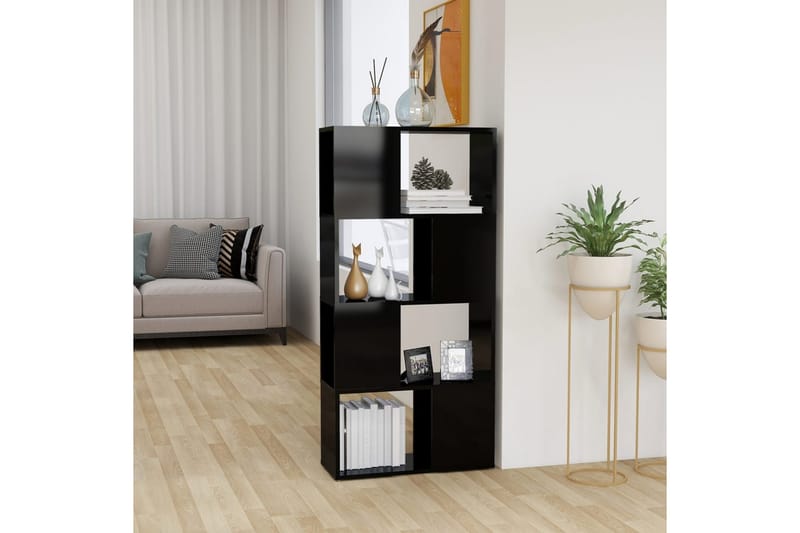 Kirjahylly/tilanjakaja korkeakiilto musta 60x24x124,5 cm - Musta - Säilytys - Hylly - Kirjahylly