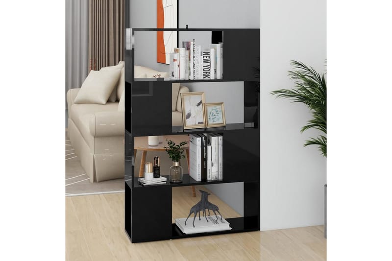 Kirjahylly/tilanjakaja korkeakiilto musta 80x24x124,5 cm - Musta - Säilytys - Hylly - Kirjahylly
