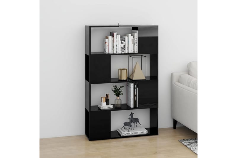 Kirjahylly/tilanjakaja korkeakiilto musta 80x24x124,5 cm - Musta - Säilytys - Hylly - Kirjahylly