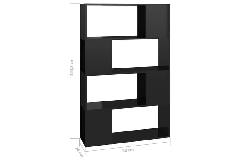 Kirjahylly/tilanjakaja korkeakiilto musta 80x24x124,5 cm - Musta - Säilytys - Hylly - Kirjahylly
